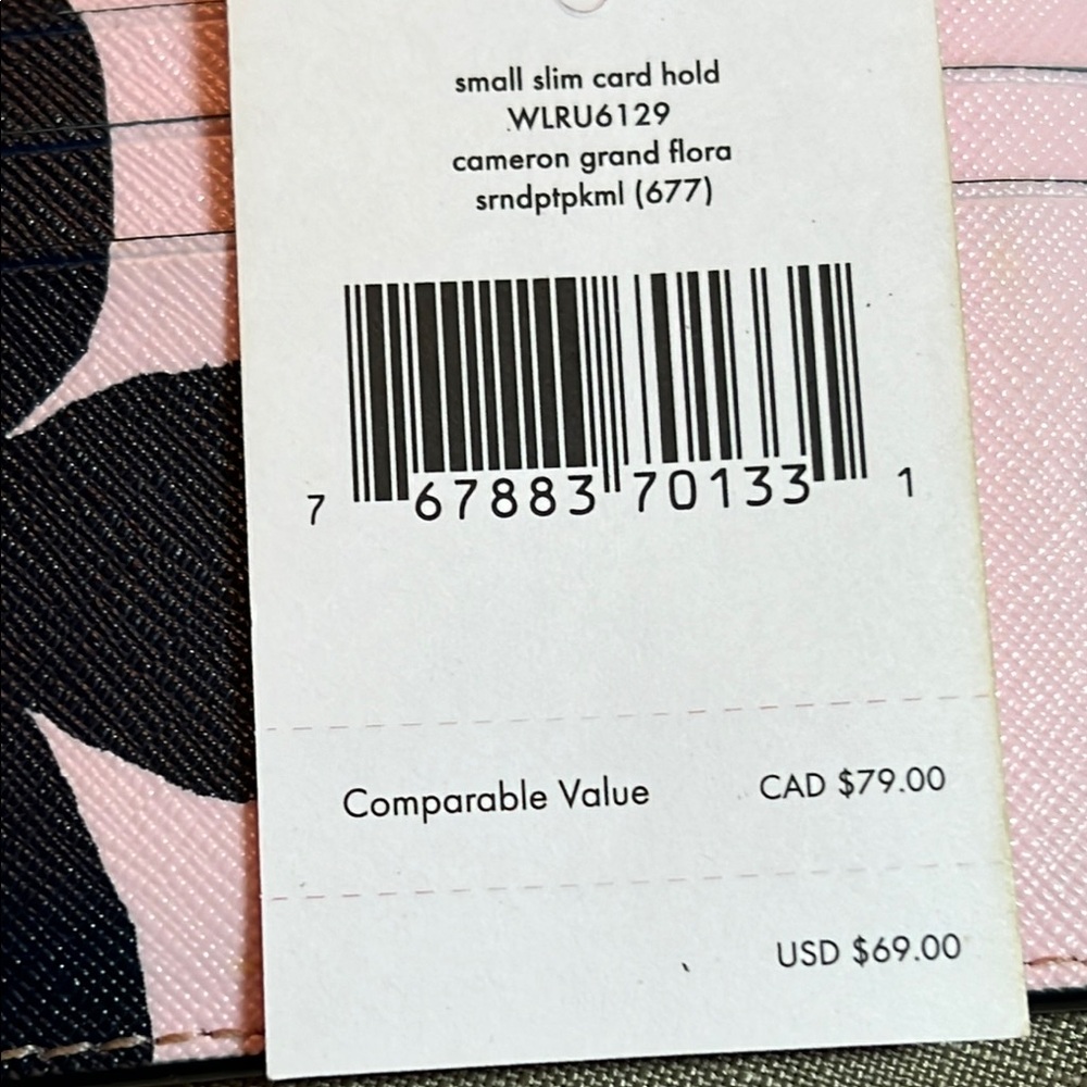Kate Spade Pink and Black Floral Card Holder - Picture 3 of 3
